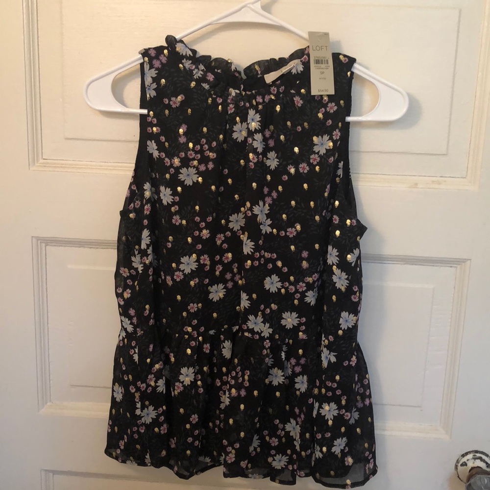 LOFT floral peplum sleeveless blouse